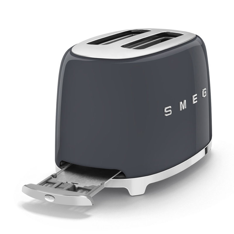 Smeg TSF01 50's Style Retro Two Slice Toaster, Slate Grey