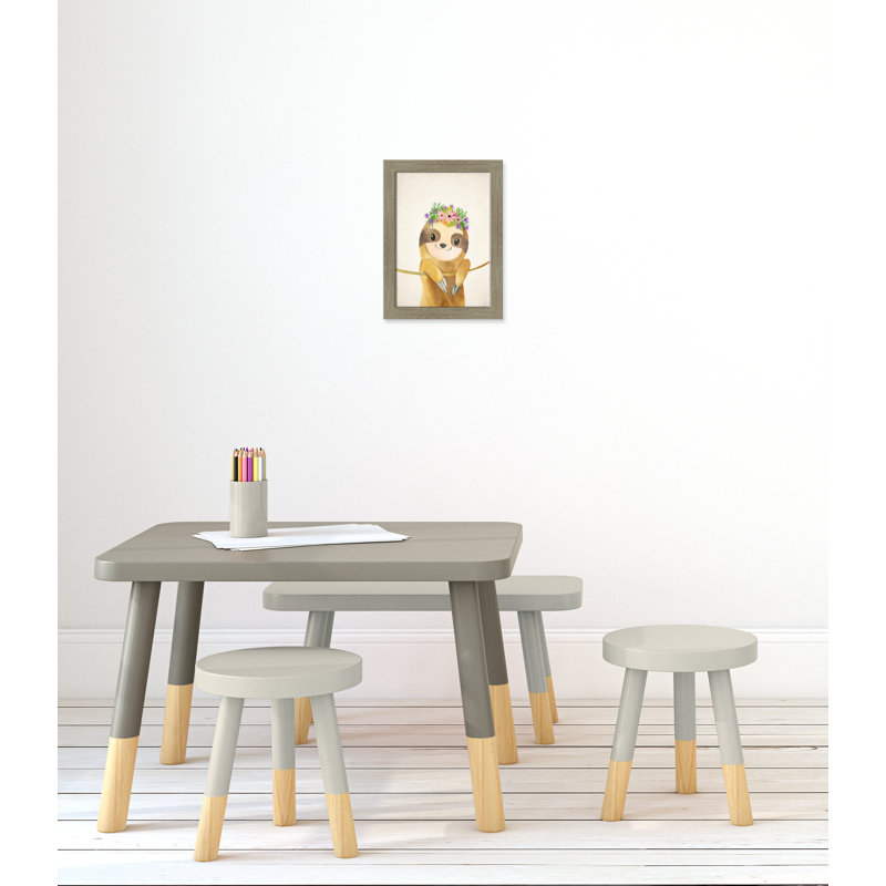 Sloth floral 1, H 16 po x l 12 po x P 0,63 po, Encadré plat de bois de grange gris