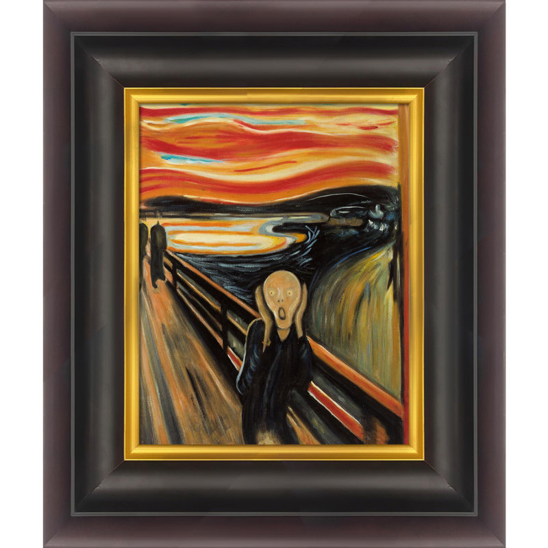 « the scream » par edvard munch it, reproduction d’image sur toile, H 14 po x l 16 po x P 2 po, Cadre opulent