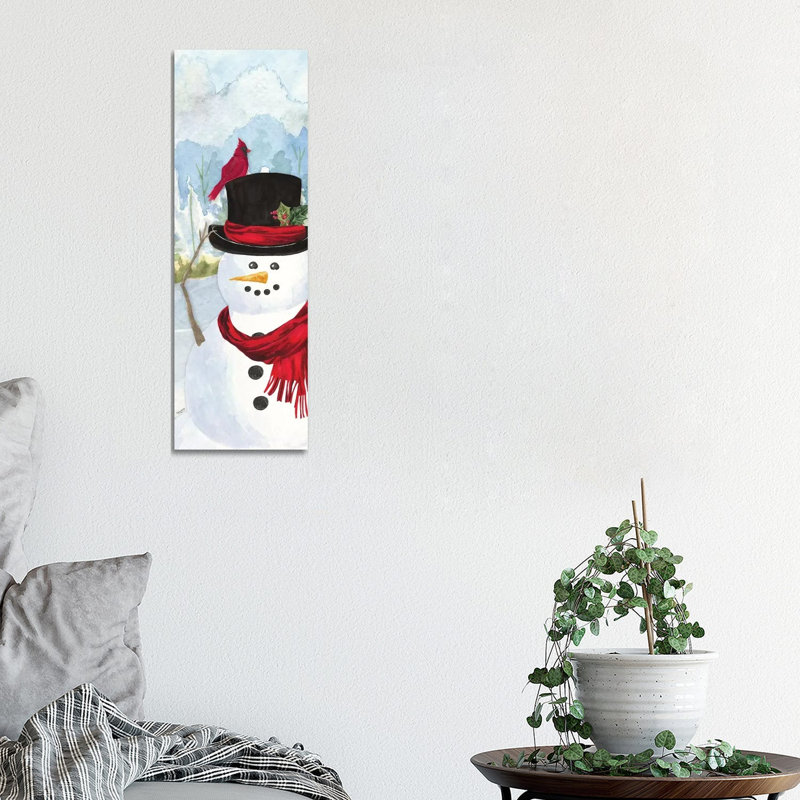 Snowman Christmas Vertical II by Tara Reed - Wrapped Canvas Panoramic Painting, 121.92 cm H x 40.64 cm W x 3.175 cm D
