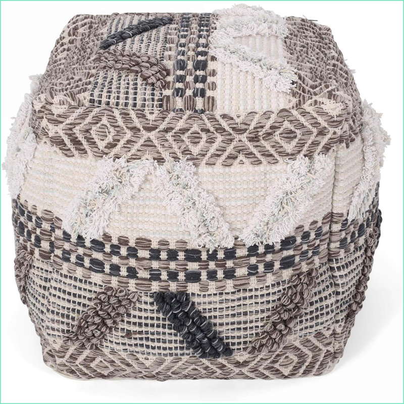 Pouf de plancher en coton-polyester tissé à la main 16 x 16 x 16 | Multicolore | Tissu