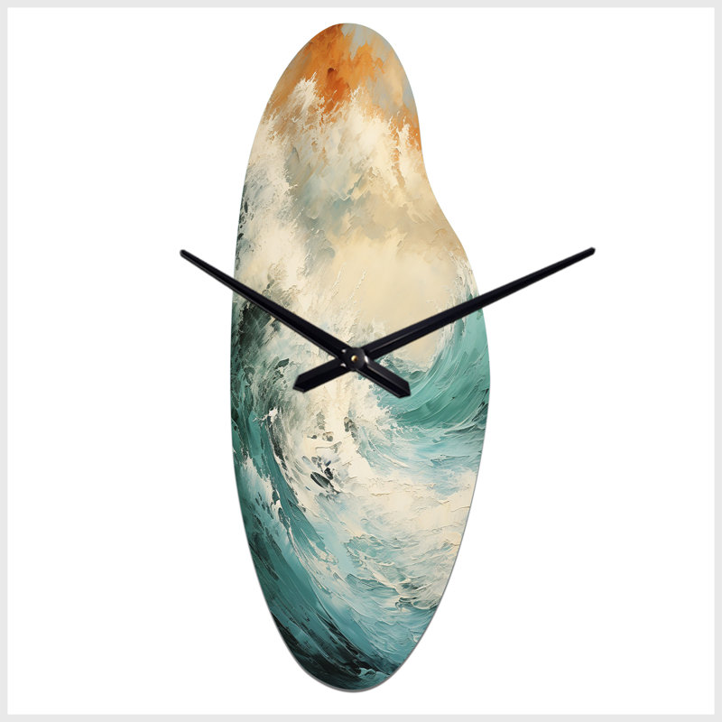 Horloge murale incurvée en métal bleu océan et moderne Modern, Grand