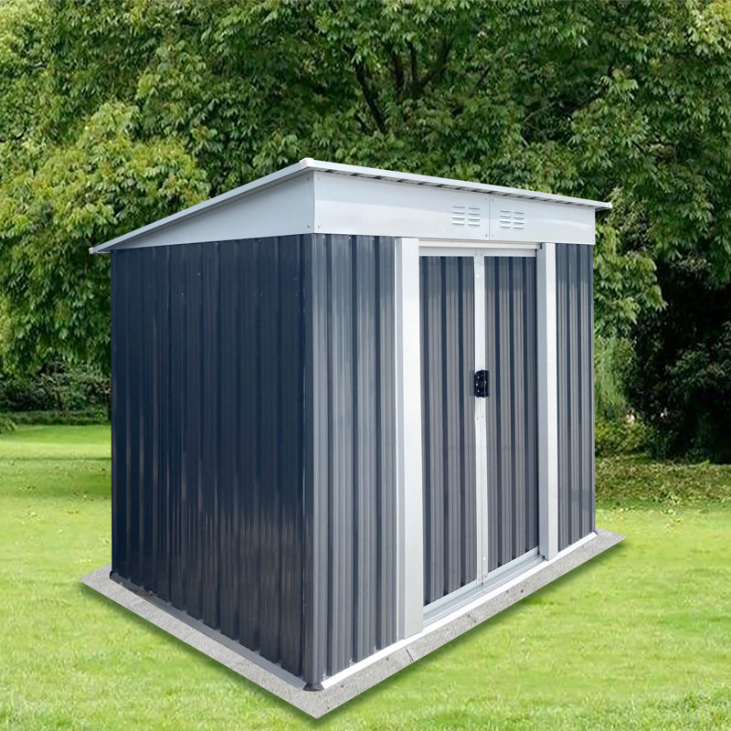 Outdoor Storage Sheds 6Ftx4ft Pent Roof, Gray, 72.46" H x 74.73" W x 45.73" D