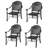 Cast Aluminum Patio Dining Chair 4PCS With Black Frame And Red Cushions-2052142834