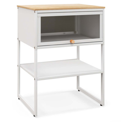 Ebern Designs Home Nightstand 3-tier Storage Table With Open Shelf Heavy-duty Metal Frame