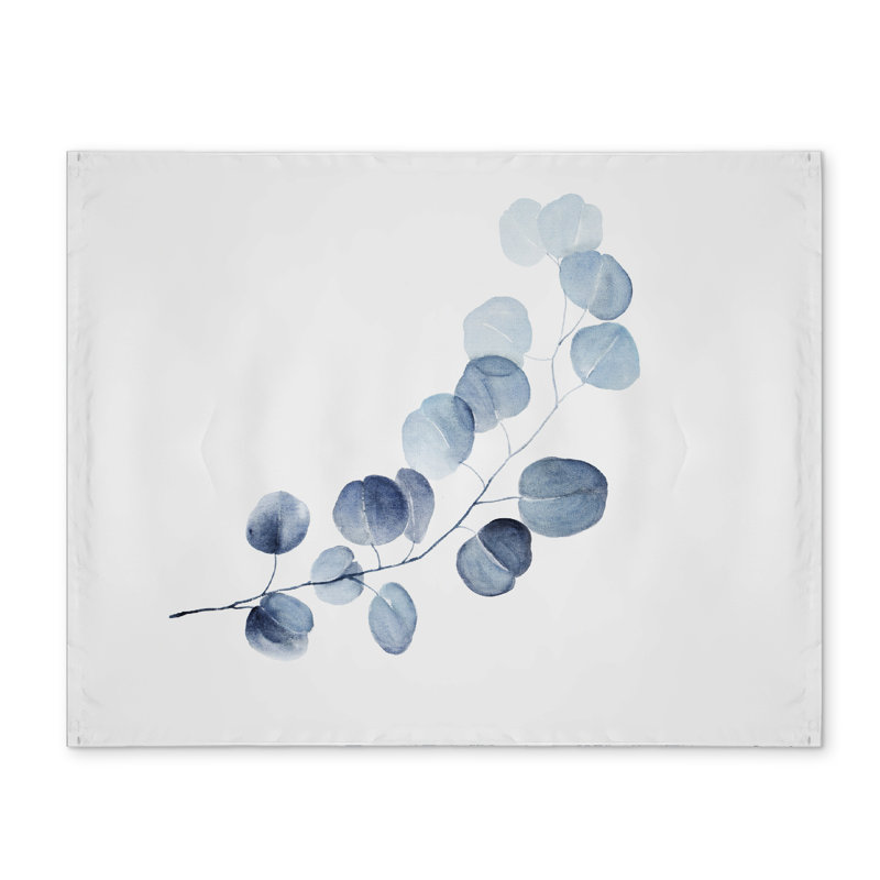 Minimalist Blue Floral Polyester Placemat - Eucalyptus Design