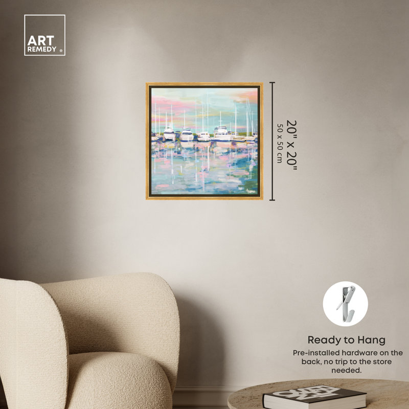 Coastal Dock, Gold Framed, 21" H x 21" W