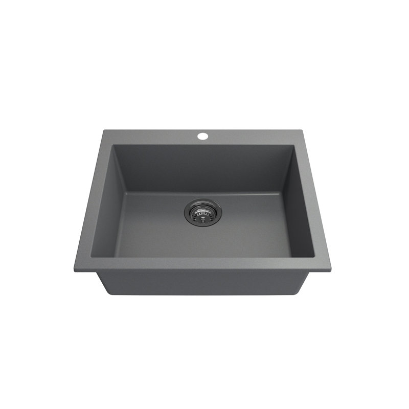 Campino 24'' L Single Basin Kitchen Sink, Concrete Gray