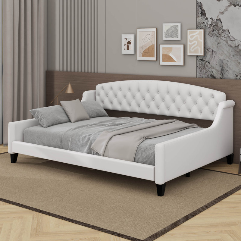 Full Size Modern Luxury Tufted Button Daybed, Beige