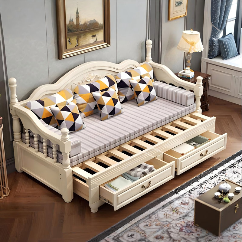 Canapé-lit extensible en mélange de coton extensible 39,37 po moderne et minimaliste ivoire, Ivoire ivoire