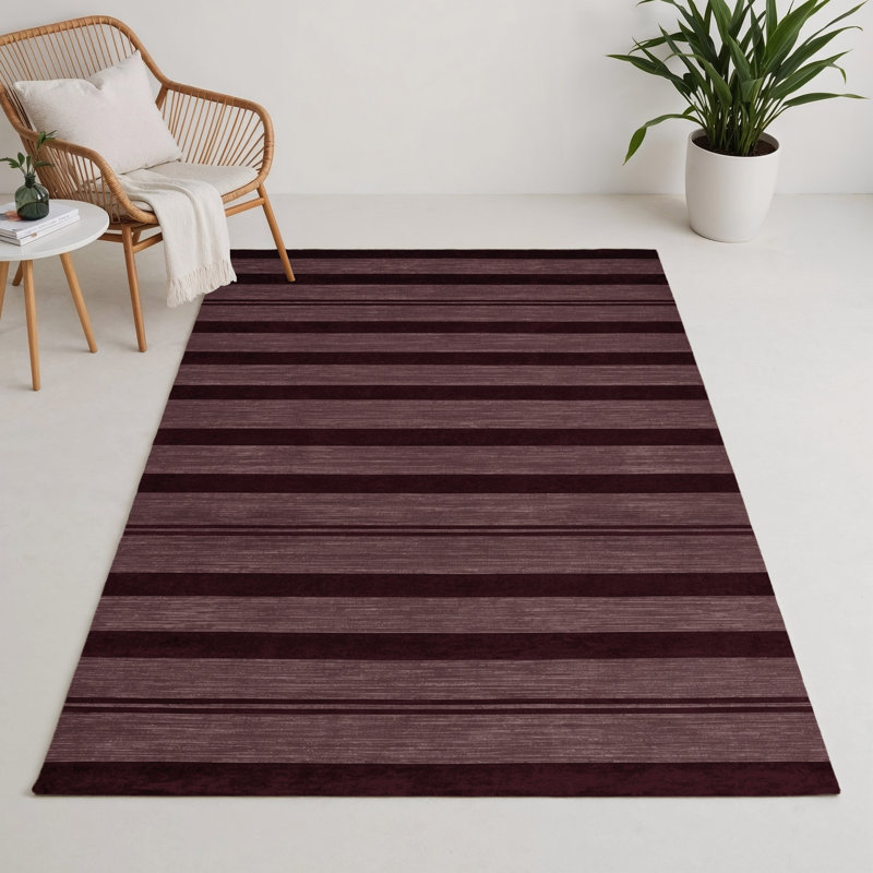 Tapis intérieur / extérieur rouge HorizontalStripes, Rectangle 9 pi x 12 pi