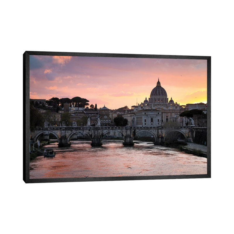 Sunset On The Vatican, Rome II 1 Piece Wall Art on Canvas, 66.04 cm H x 45.72 cm W, Black Framed