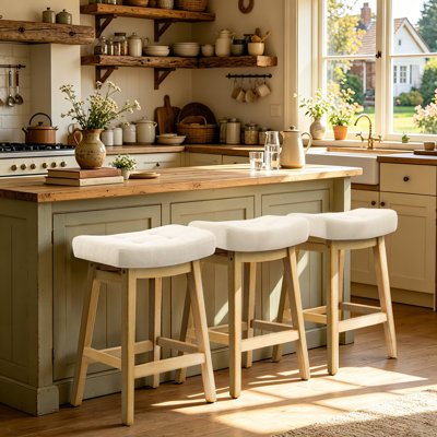 Tabouret de bar 24 po en bois massif idéal pour îlot de cuisine et comptoir