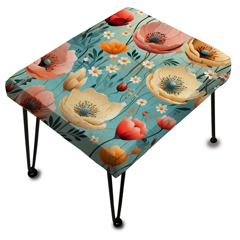 Playful Poppies Garden Motif floral - Repose-pieds rectangulaire floral