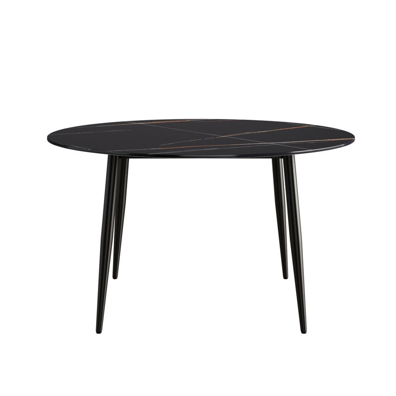 Table ronde de 30,25 po de hauteur avec table tournante en pierre frittée imperméable de 23,62 po