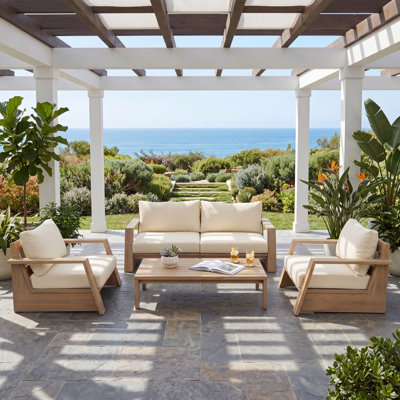 Ensemble de conversation d'extérieur en bois d'acacia Zorin Modern Coastal