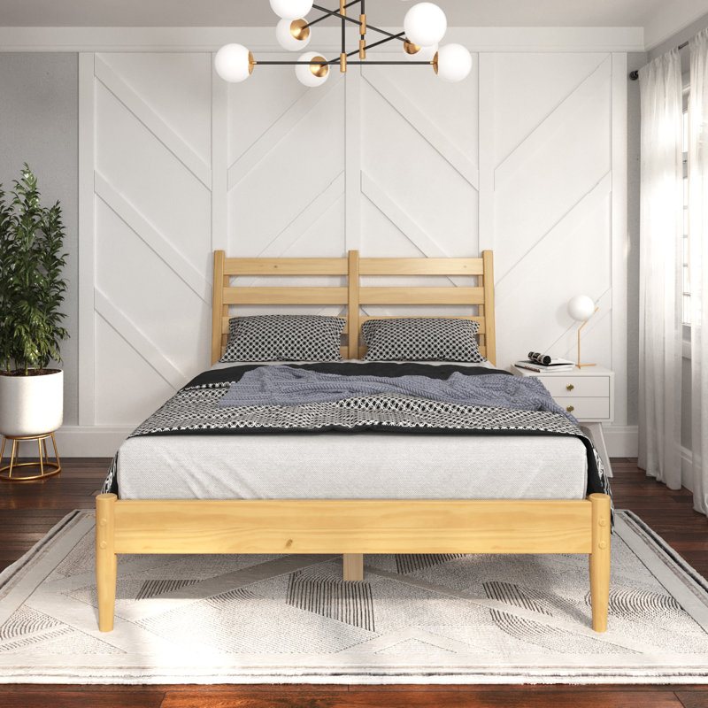 Ashlie Solid Wood Platform Bed, Honey Oak, Full