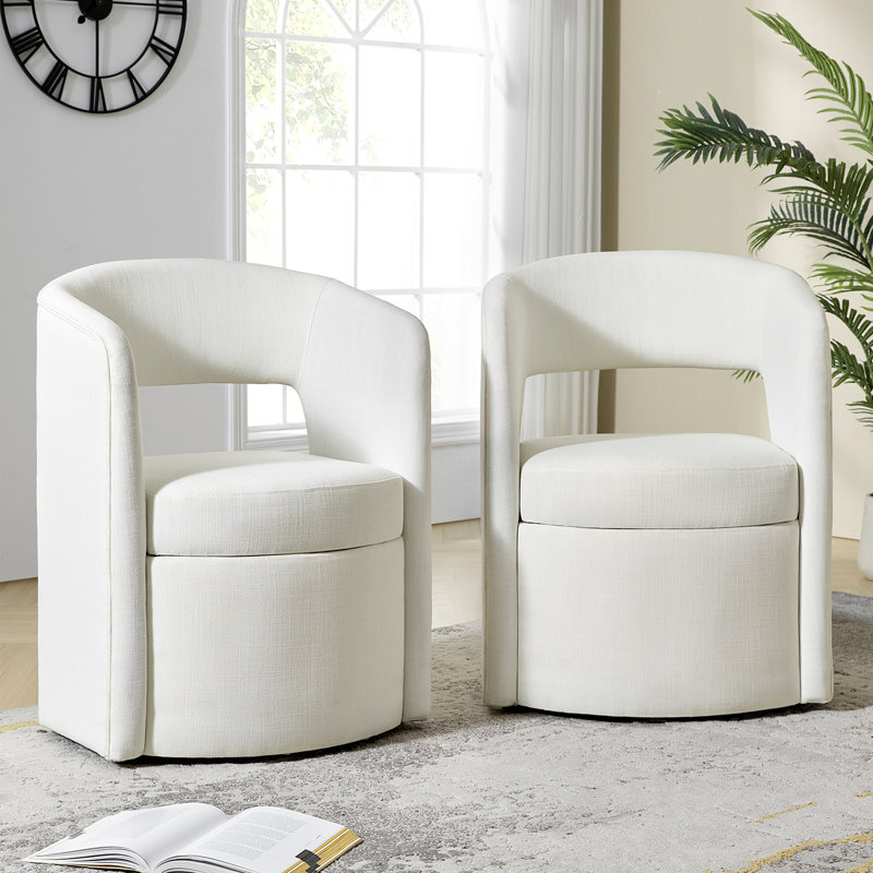 Ensemble de 2 chaises de salle à manger modernes avec rangement Aadhira, White