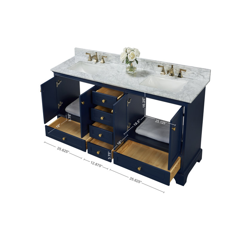Audrey 72'' W Vanity, Heritage Blue | Brushed Gold
