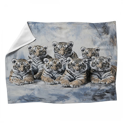 Jeté en molleton Tiger Group - Jetés d'animaux pour canapés ou lits
