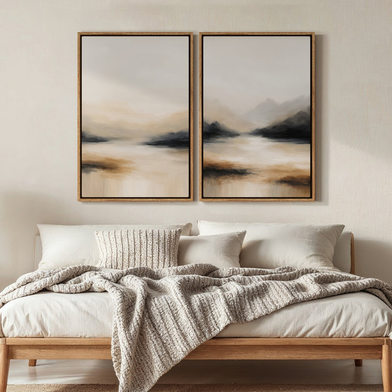 Framed Canvas Wall Art, Vintage Abstract Wall Canvas Prints, Natural, 36" H x 24" W