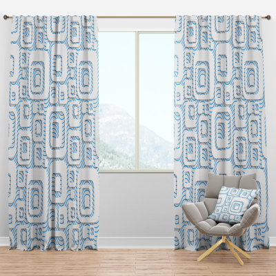 Panneau de rideau simple semi-diaphane avec passe-tringle Mid-Century