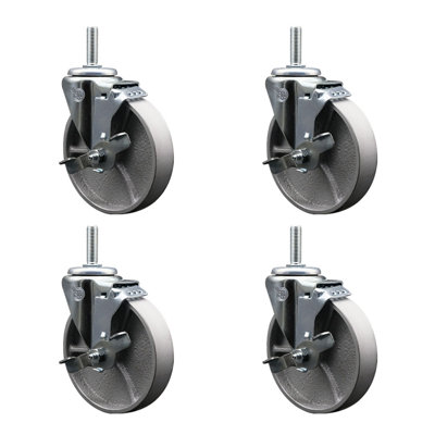 Steel Wheel Swivel 5/8 Inch Threaded Stem Caster with Brake SCC