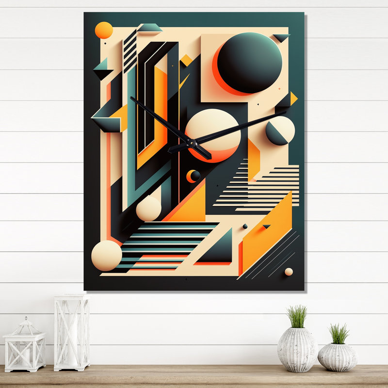 Retro Elementary Geometrics I Wall Clock, Medium