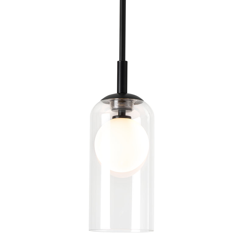 Burlington 1-Light Modern Dimmable Single Pendant Light in Matte Black with Clear Glass Shade