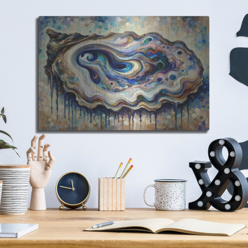  «Trippy Oyster» par Rich Monet, art mural en métal, 16 po x 12 po, H 12 po x l 16 po