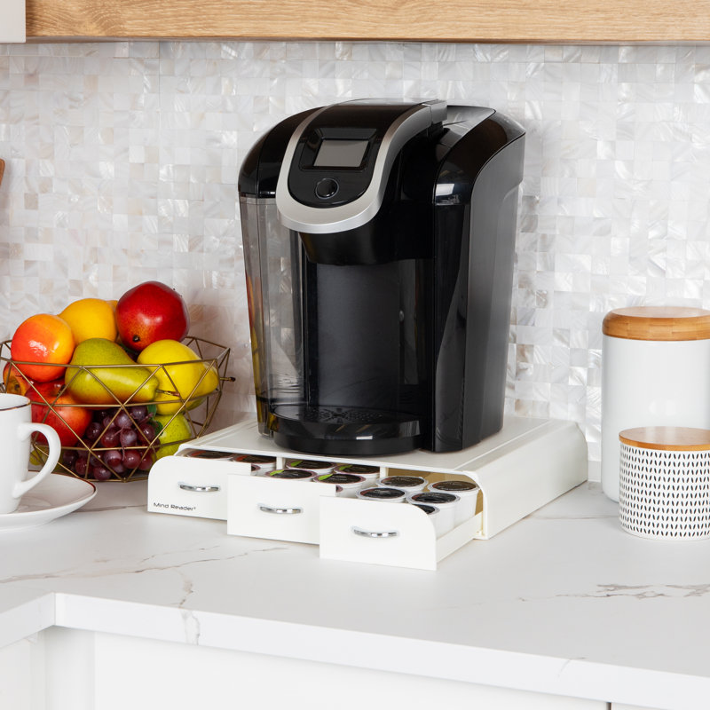 Organisateur de dosettes de café Mind Reader avec 3 tiroirs, capacité de 36 dosettes, blanc