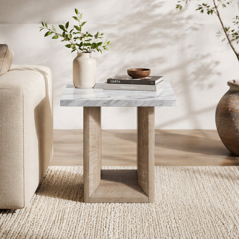 Table de bout en marbre Gregory, 24.03" H x 26.03" W x 26.03" D
