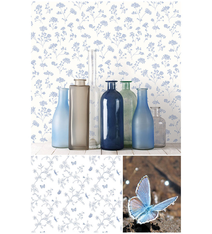 Rouleau de papier peint Miniatures 3, Bleu / blanc
