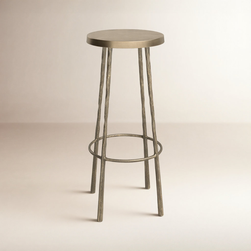 Moreen Bar Stool, Bar Stool (30" Seat Height), Antique Brass