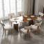 Ensemble de salle à manger, table en bois moderne et chaises rembourrées de style Mid-Century pour la maison, la cuisine et la salle à manger-108814407-108814410