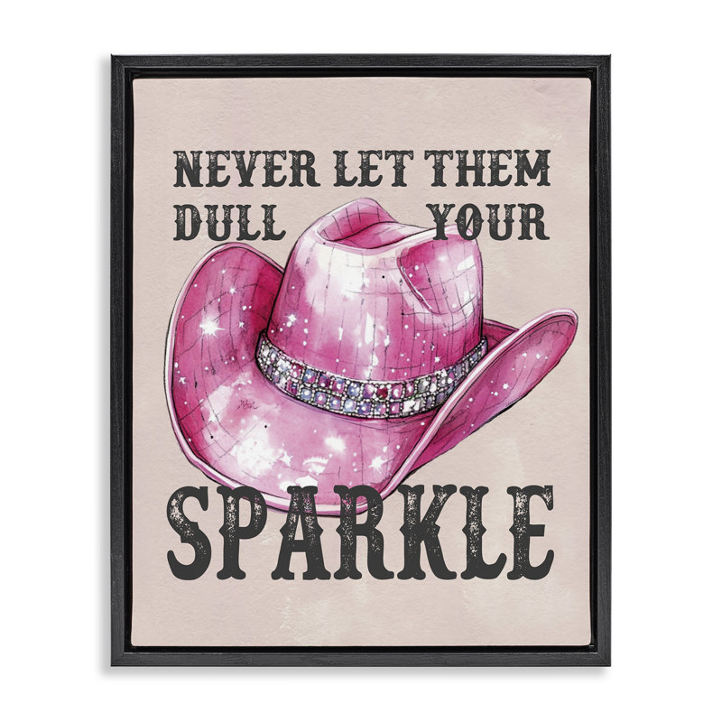  «Never Let Them Dull Your Sparkle», art mural sur toile par lettré et doublé, Cadre flottant noir de jais, H 21 po x l 17 po