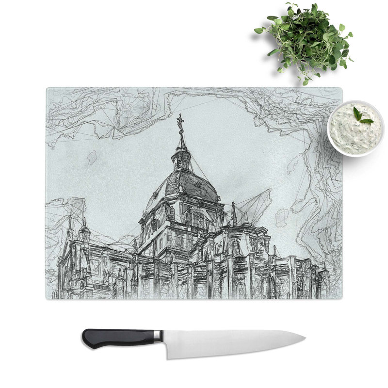 Tempered Glass Almudena Cathedral in Madrid Spain Chopping Board, 39 cm W x 28.5 cm L