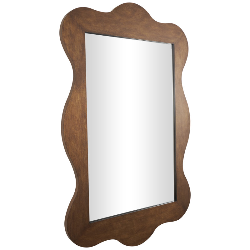 Miroir mural en bois avec cadre large ondulé