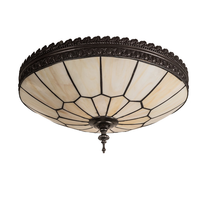Vincent 3 - Light Flush Mount, 8" H x 15" W x 15" D, Beige Opal, Brown