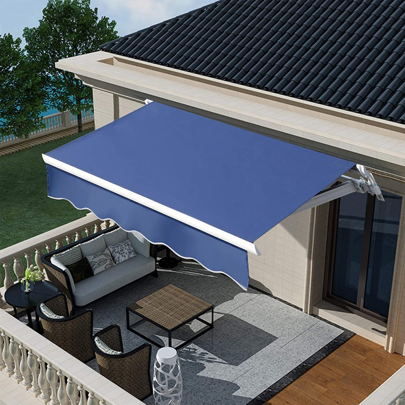 Auvent de terrasse à inclinaison manuelle, H 63,6 po x l 98,4 po x P 78 po, Bleu