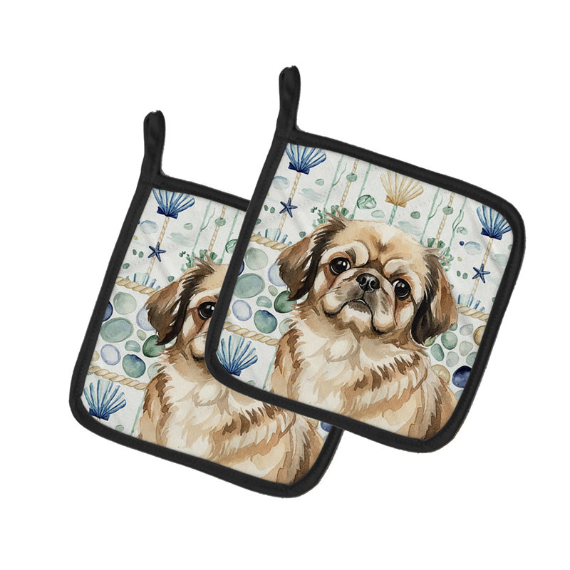 Paire de poignées en verre Sable Pekingese