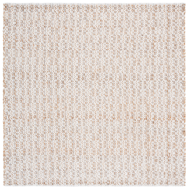 Natural Fiber 225 Hand Loomed Jute/Wool/Pet No Pattern Rug in Natural/Silver, Rectangle 9' x 12'
