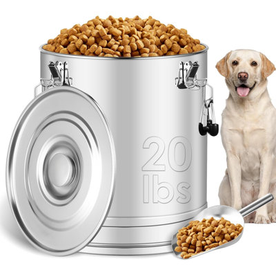Contenant de nourriture pour chien en acier inoxydable, contenant hermétique pour chien 20LB / 25LB