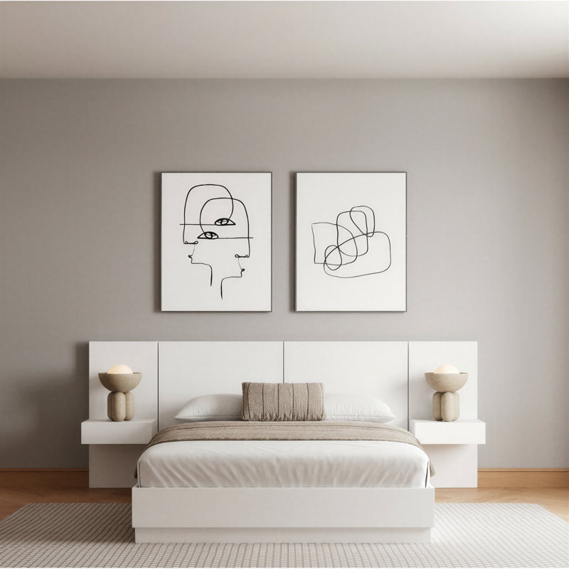 Ensemble de chambre à coucher 3 pièces Filoftea, Très grand lit, Blanc