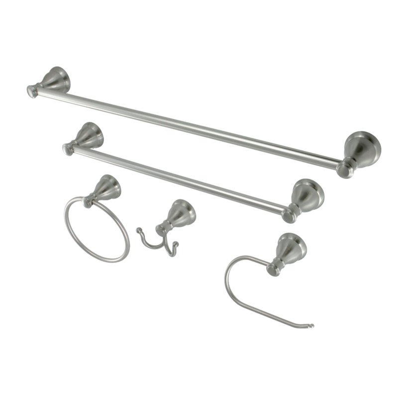 Ensemble de quincaillerie de salle de bain 5 pièces Kingston Brass Mesa Verde, Nickel brossé