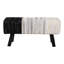 Élégant banc d'appoint à poils sur pattes avec rayures Patchwork - Mobilier polyvalent offrant style et confort - Banc de rangement rembourré pour sièges de chambre à coucher, de salon et de salle à manger - 36 po, ivoire / noir