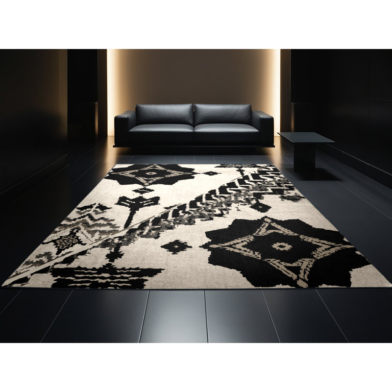Tapis beige lavable à la machine Osiyo, 8 x 12