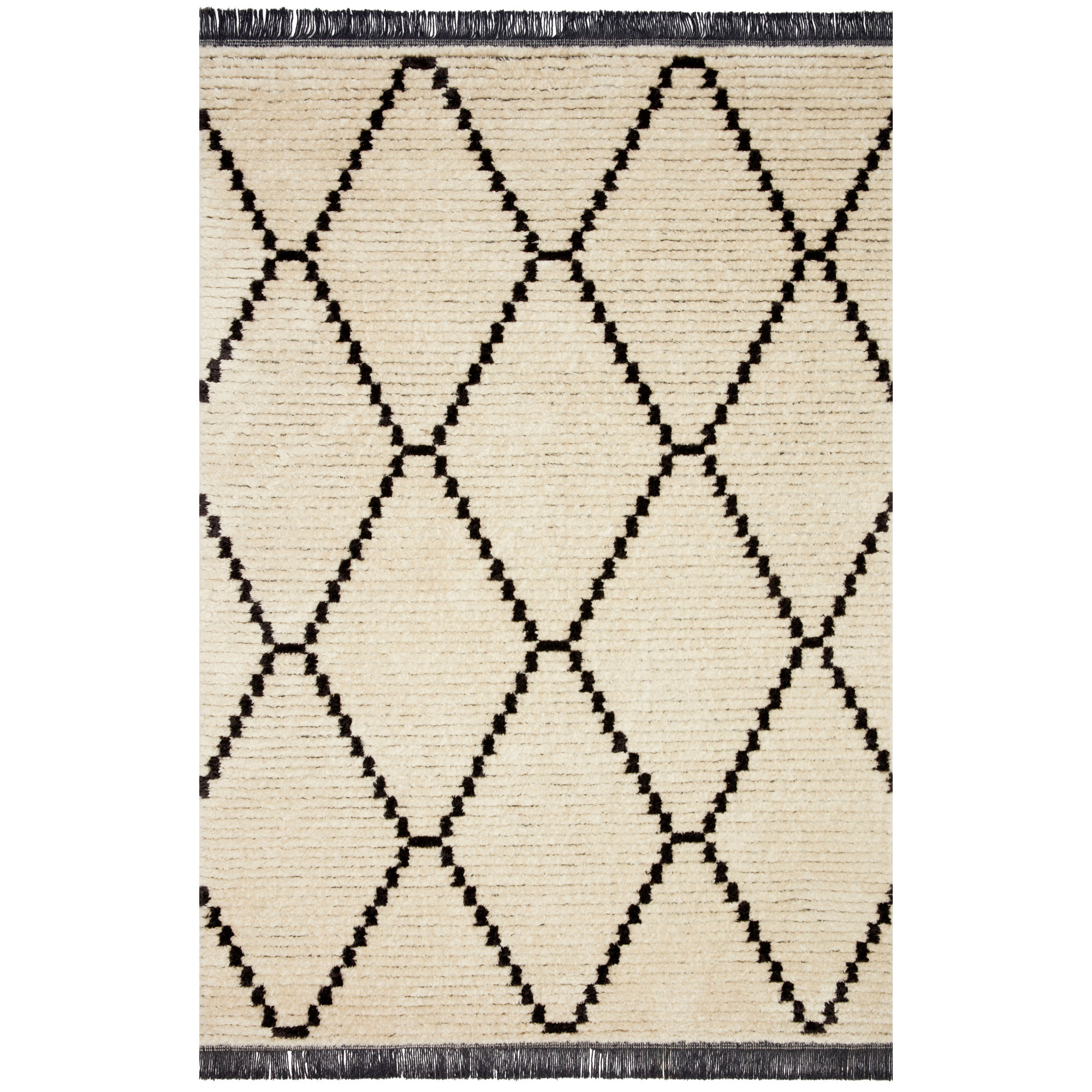 Chris Loves Julia x Loloi Alice Geometric Cream/Charcoal Rug, Rectangle 9'2" x 13'