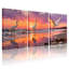 «Sunset Beach Heron», ensemble de 3 reproductions d'art sur toile tendues-430264895
