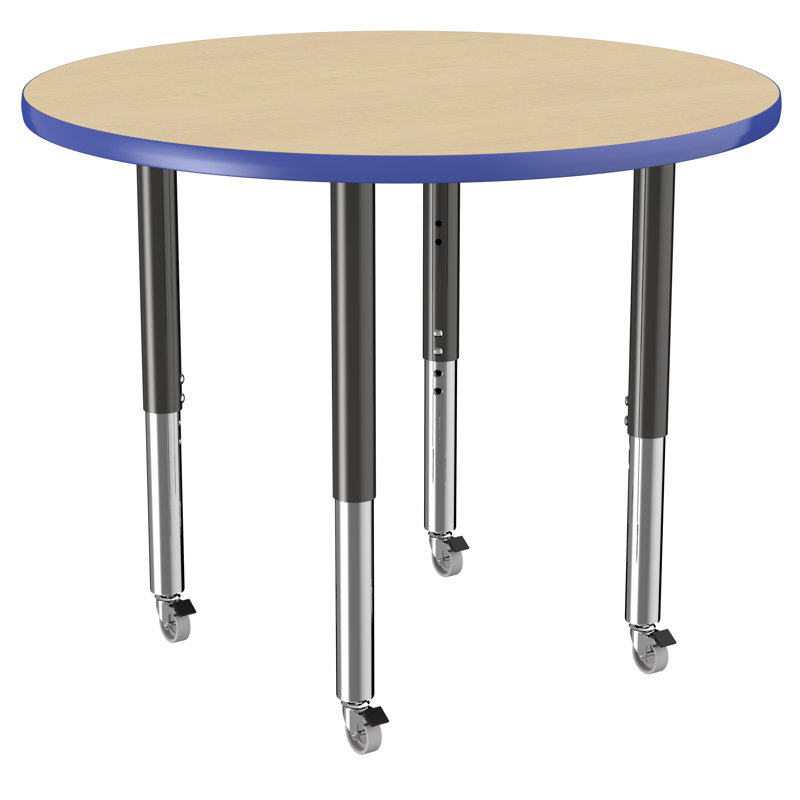 Table ronde à hauteur réglable, 36", Maple/Blue/Black, Super